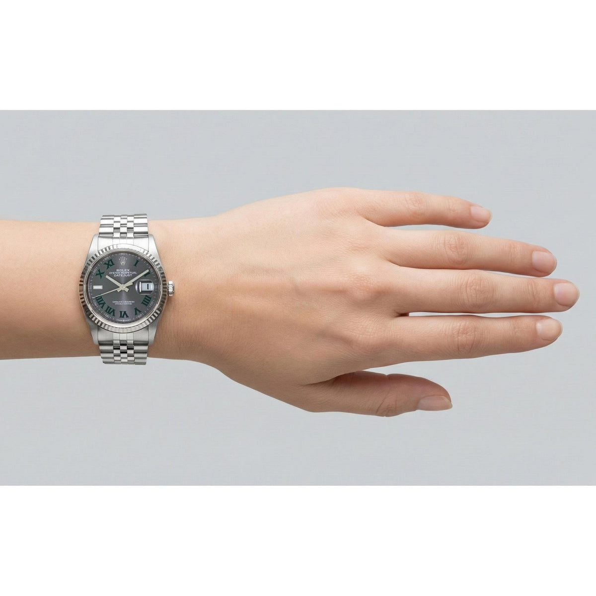 Rolex Datejust Grey Wimbledon Roman Dial 36 mm Stainelss Steel Watch