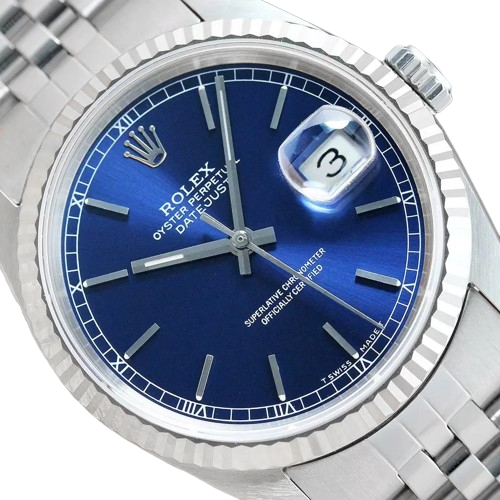 Rolex Datejust Blue Stick Dial 36 mm Stainless Steel Watch