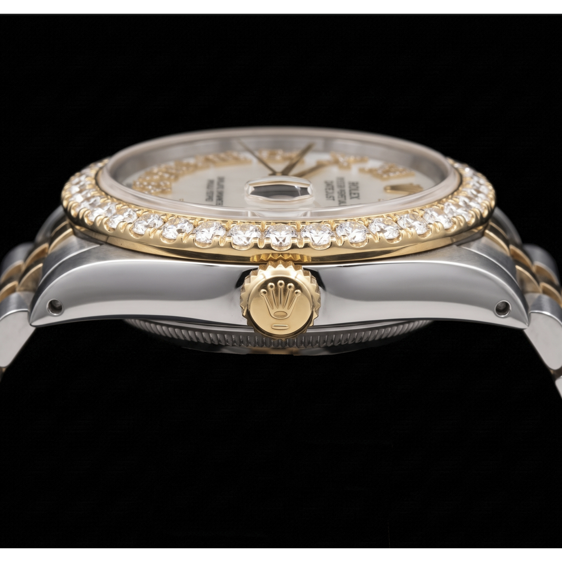 Rolex Datejust 16013 36mm White Mother of Pearl Roman Diamond Dial Two Tone Watch