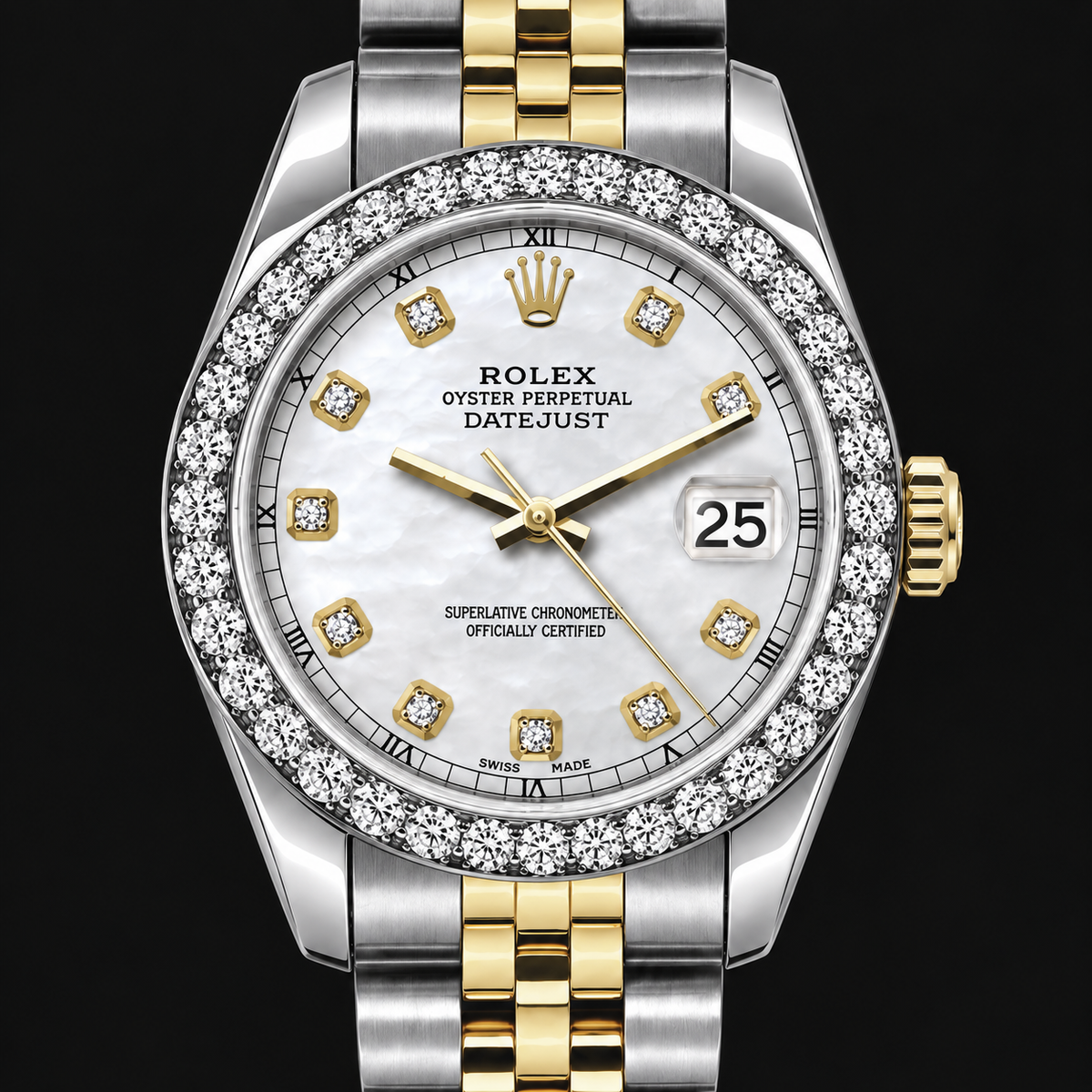 Rolex Datejust 6917 Lady 26mm White Mother Of Pearl Diamond Dial Two Tone Watch