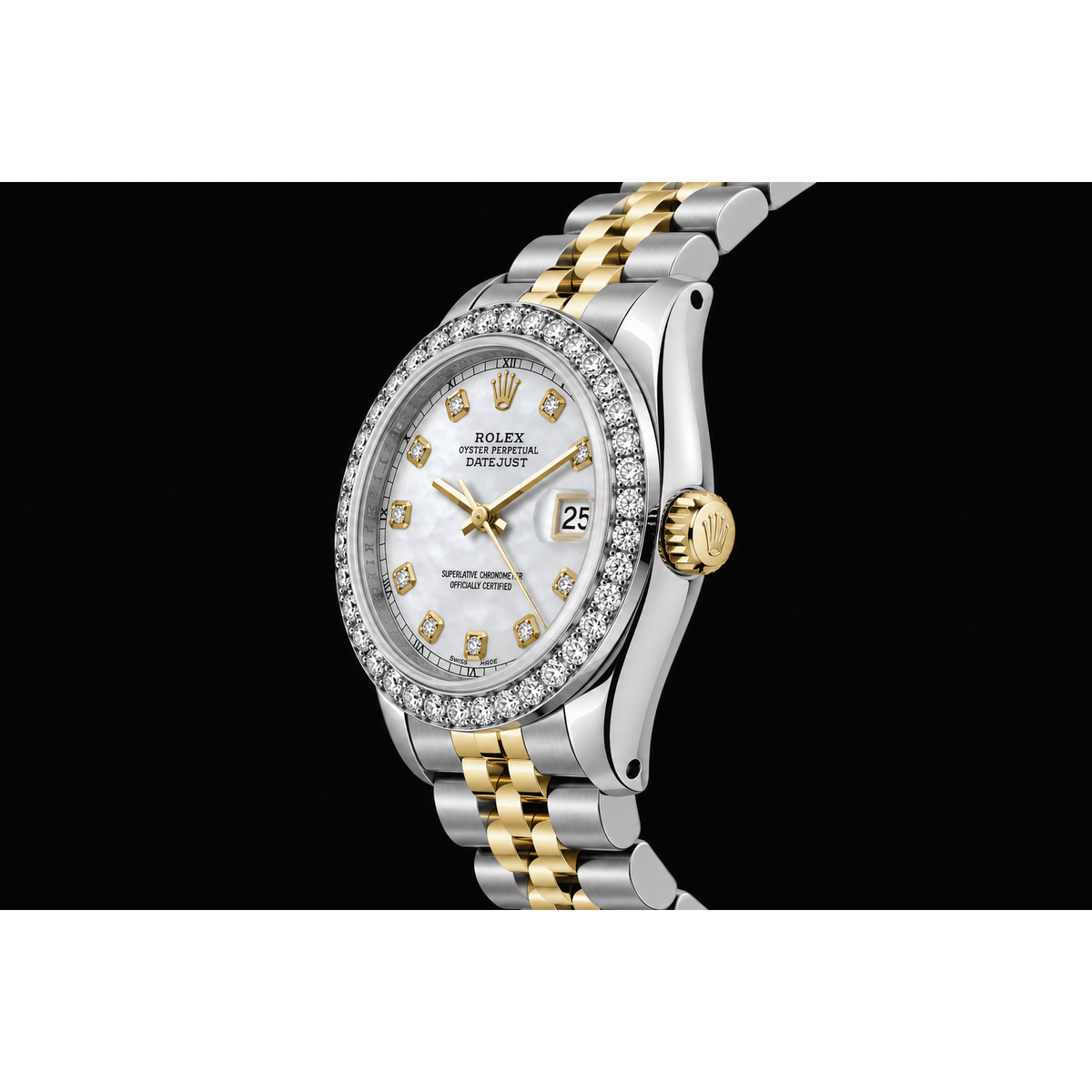 Rolex Datejust 6917 Lady 26mm White Mother Of Pearl Diamond Dial Two Tone Watch