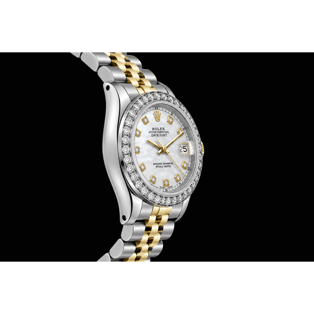 Rolex Datejust 6917 Lady 26mm White Mother Of Pearl Diamond Dial Two Tone Watch