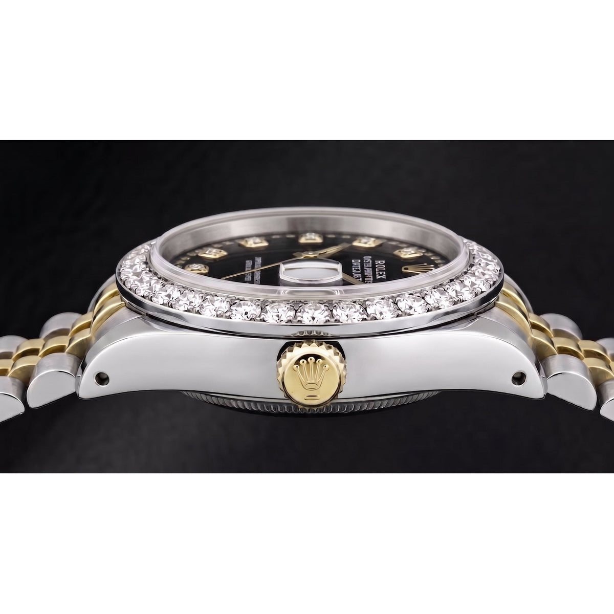 Rolex Datejust 6917 Lady 26mm Black String Diamond Dial Two Tone Watch