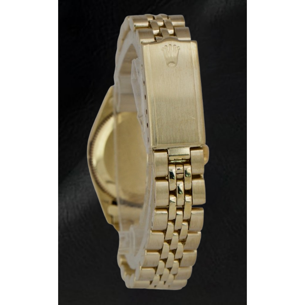 Rolex 24 mm Champagne Stick Dial Yellow Gold Watch