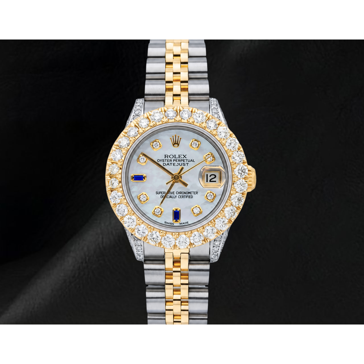 Rolex 69173 Datejust 26mm Diamond Dial With Blue Sapphire Two Tone Watch
