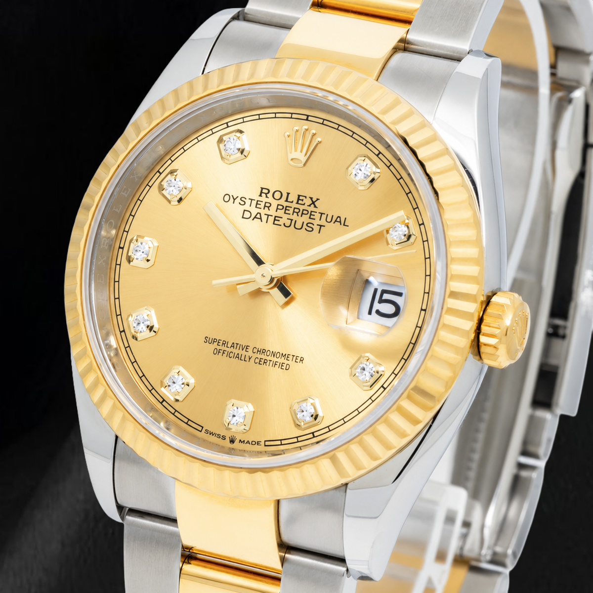 Rolex Datejust 116233 36mm Champagne Diamond Dial Two Tone Watch