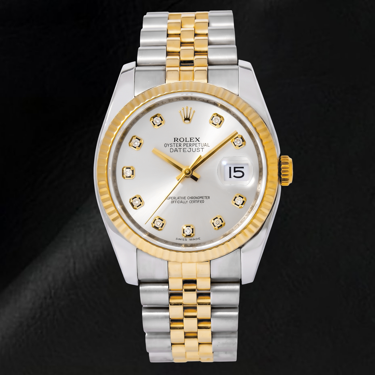 Rolex Datejust 116233 36mm Silver Diamond Dial Two Tone Watch