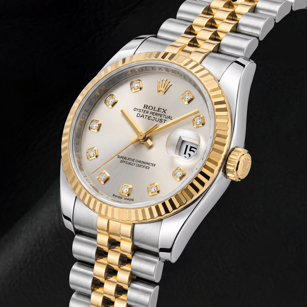 Rolex Datejust 116233 36mm Silver Diamond Dial Two Tone Watch