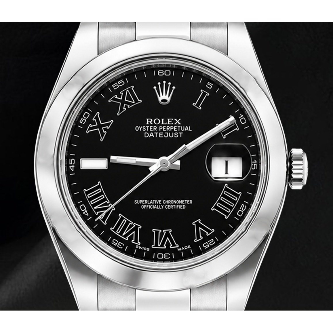 Rolex Datejust 116300 41mm Black Roman Dial Stainless Steel Watch