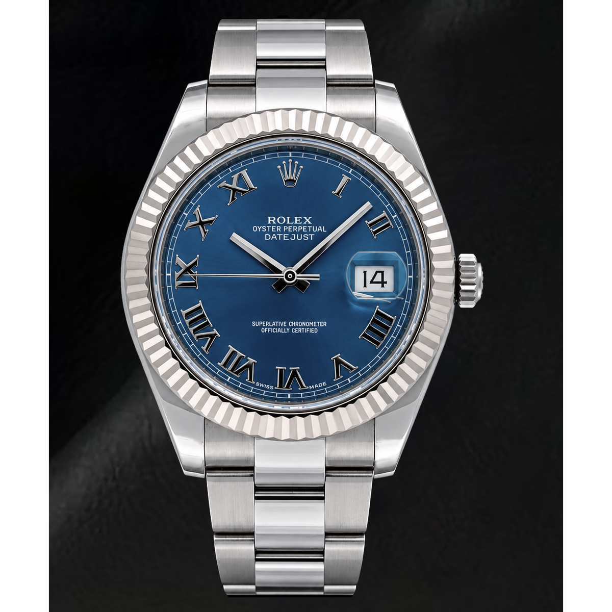 Rolex Datejust 116334 41mm Blue Roman Dial Gold and Stainless Steel Watch