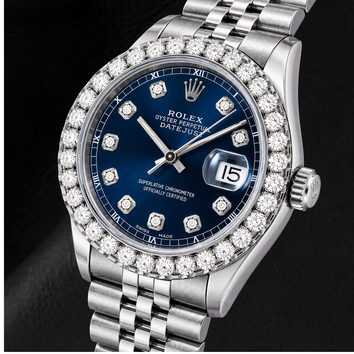Rolex Datejust 16234 36mm Blue Diamond Dial Stainless Steel Watch