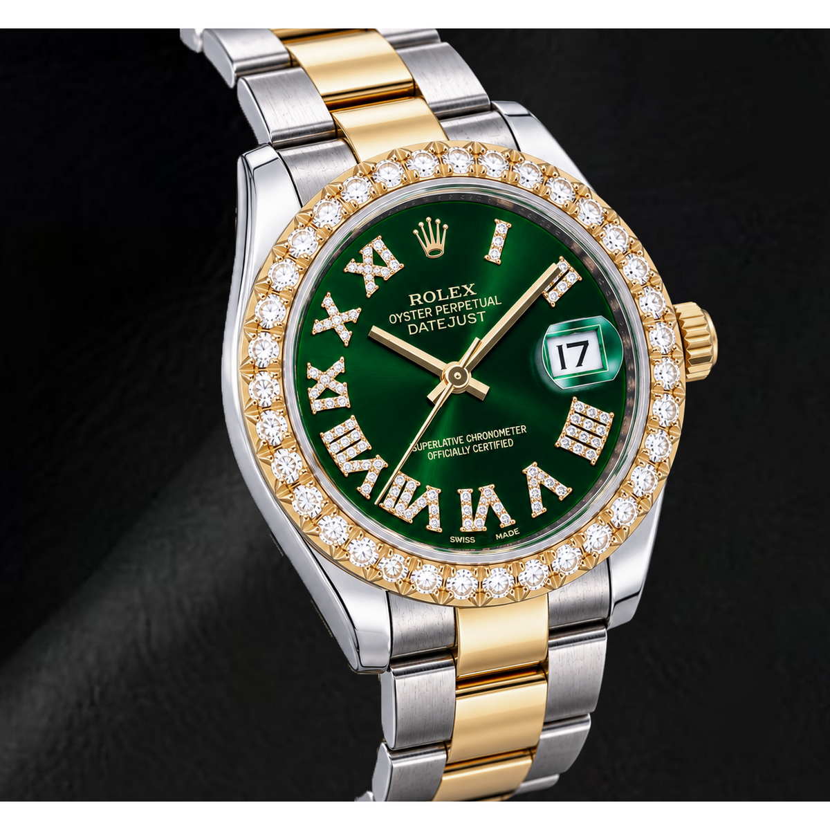 Rolex Datejust 178243 31mm Green Roman Diamond Dial Two Tone Watch