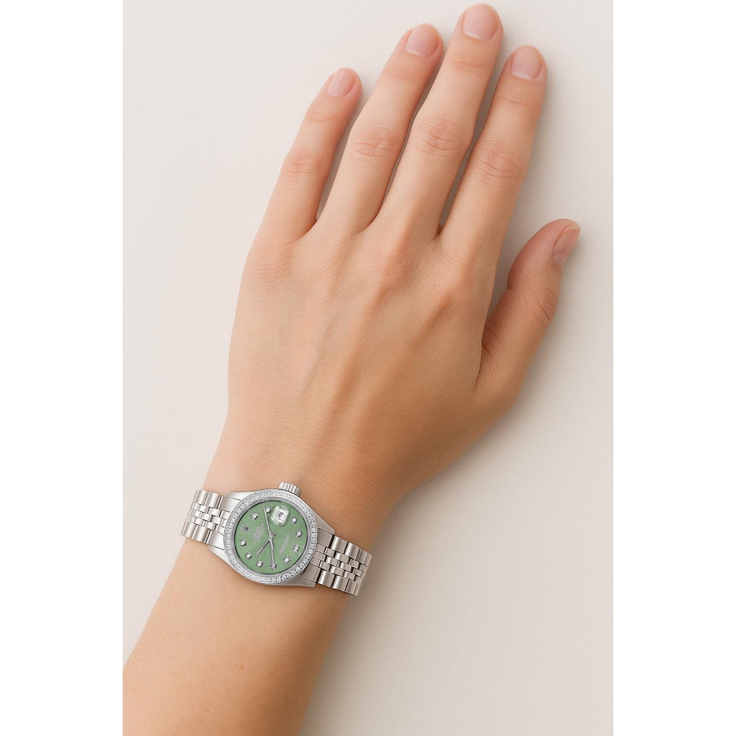 Rolex Datejust 26 mm Olive Green Diamond Dial Stainless Steel Watch P4