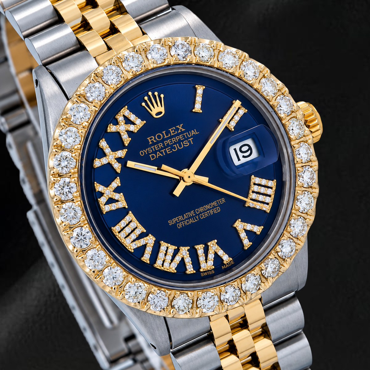 Rolex Datejust 36mm 1601 Blue Roman Diamond Dial Two Tone Jubilee Bracelet