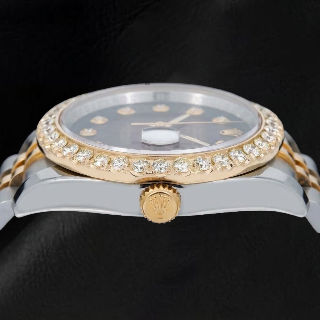Rolex Datejust 36mm 116233 Red Diamond Dial Diamond Bezel Two Tone Watch