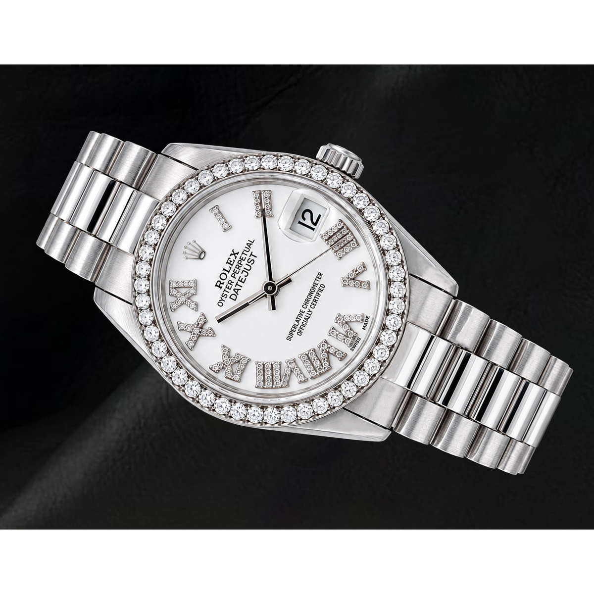 Rolex Datejust 68279 31mm White Roman Diamond Dial White Gold Watch