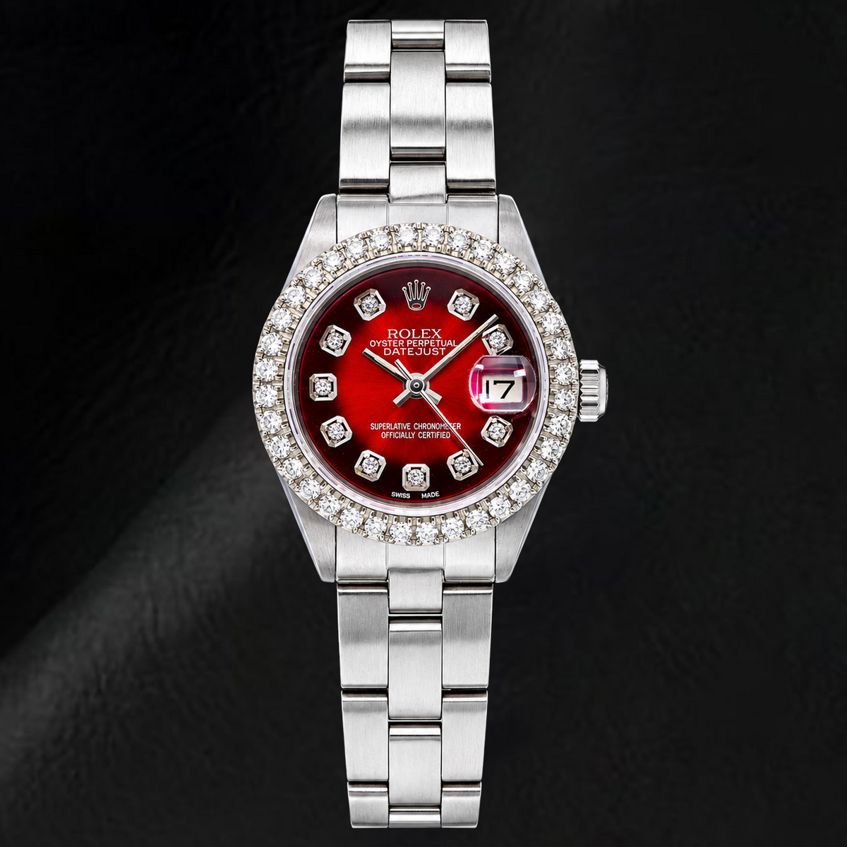 Rolex Datejust 6916 26mm Red Diamond Dial Stainless Steel Watch