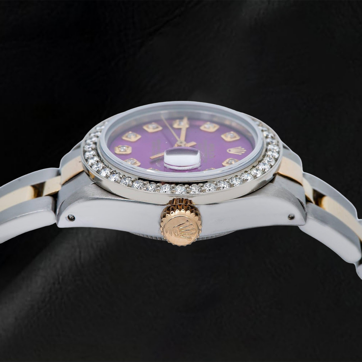 Rolex Datejust 69173 26mm Purple Diamond Dial Two Tone Oyster Bracelet Watch