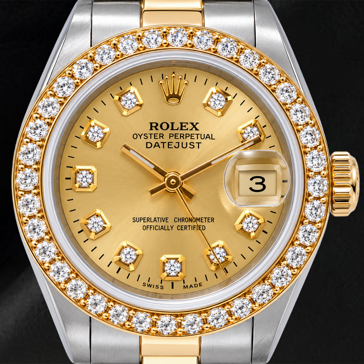 Rolex Datejust 6917 26mm Champagne Diamond Dial Two Tone Oyster Bracelet Watch