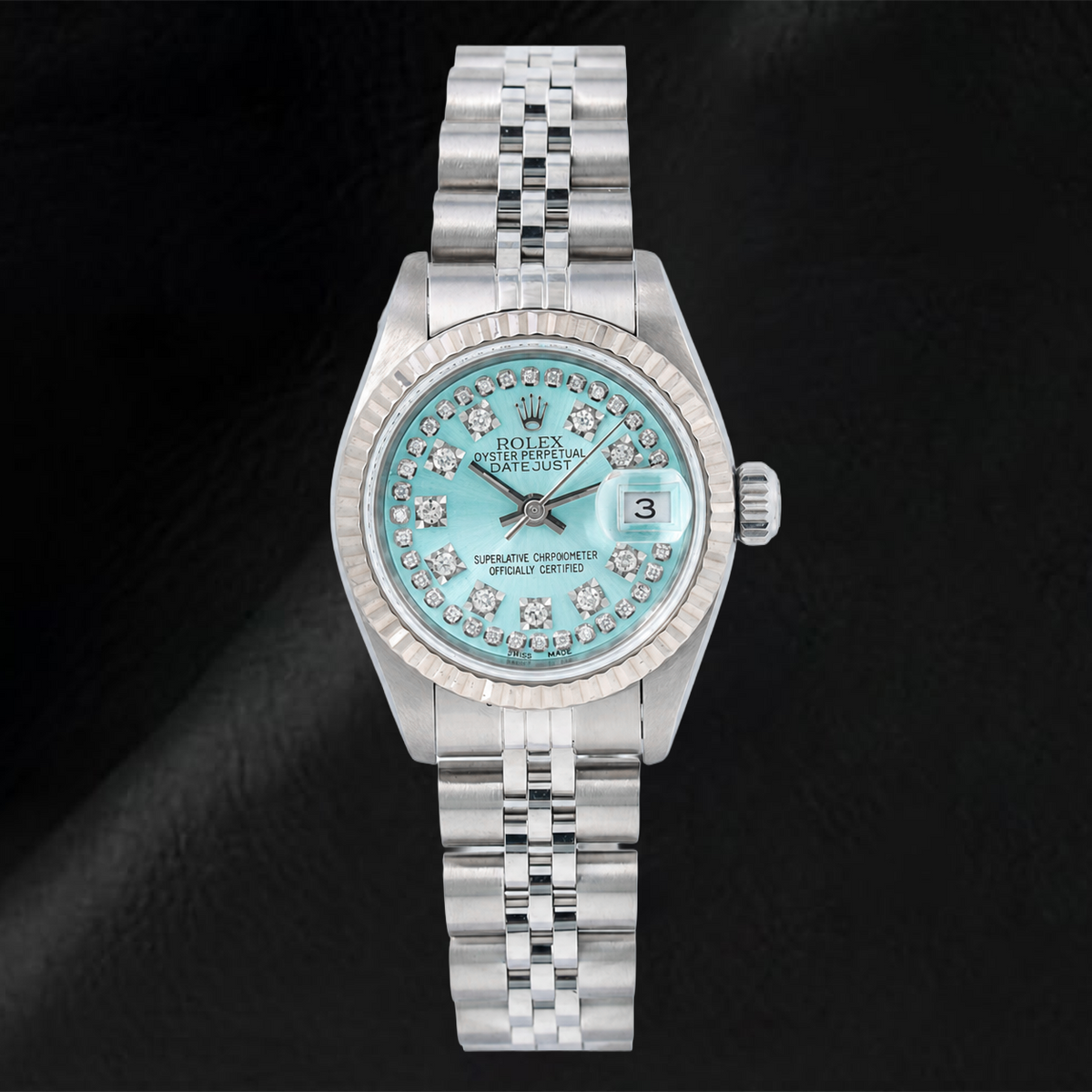 Rolex Datejust 6917 26mm Ice Blue String Diamond Dial Stainless Steel Jubilee Bracelet Watch