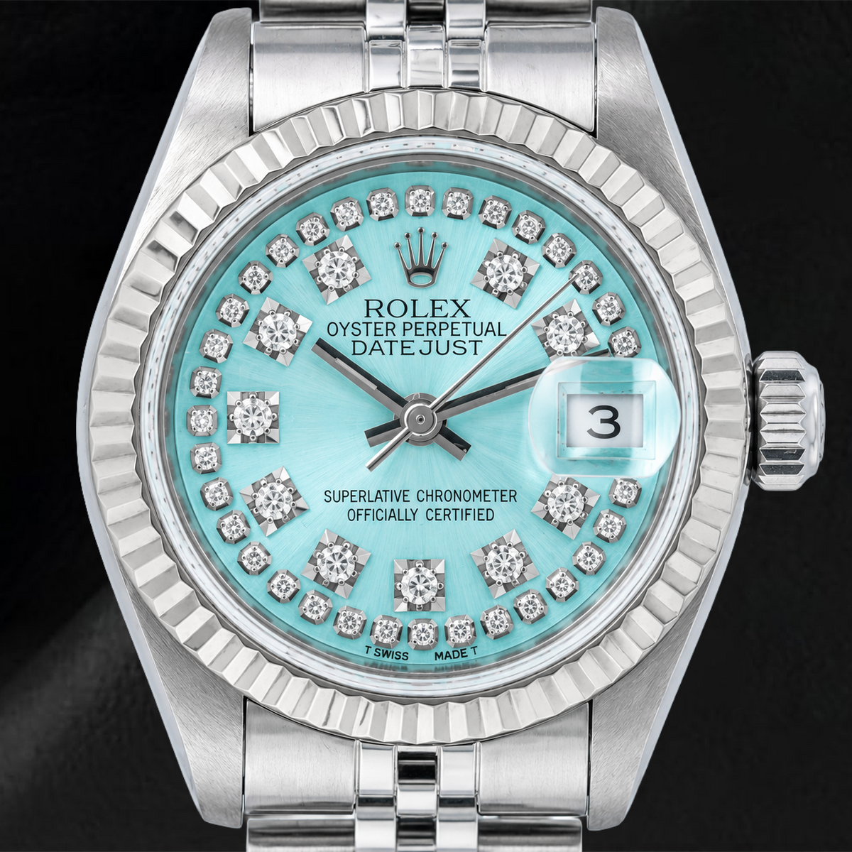 Rolex Datejust 6917 26mm Ice Blue String Diamond Dial Stainless Steel Jubilee Bracelet Watch