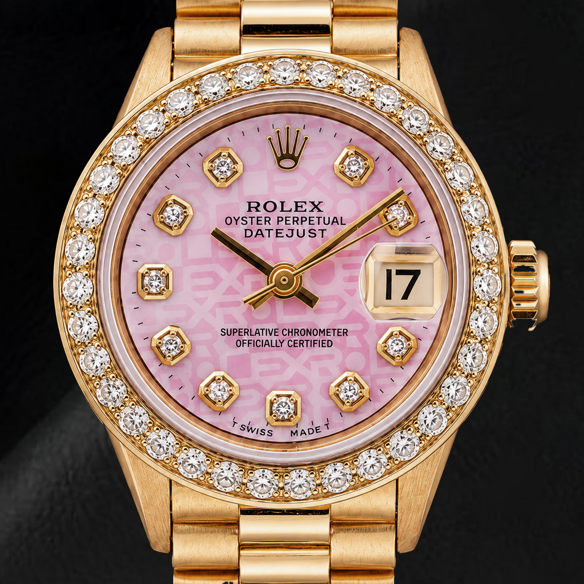 Rolex Datejust 6917 26mm Pink Jubilee Diamond Dial Yellow Gold Watch