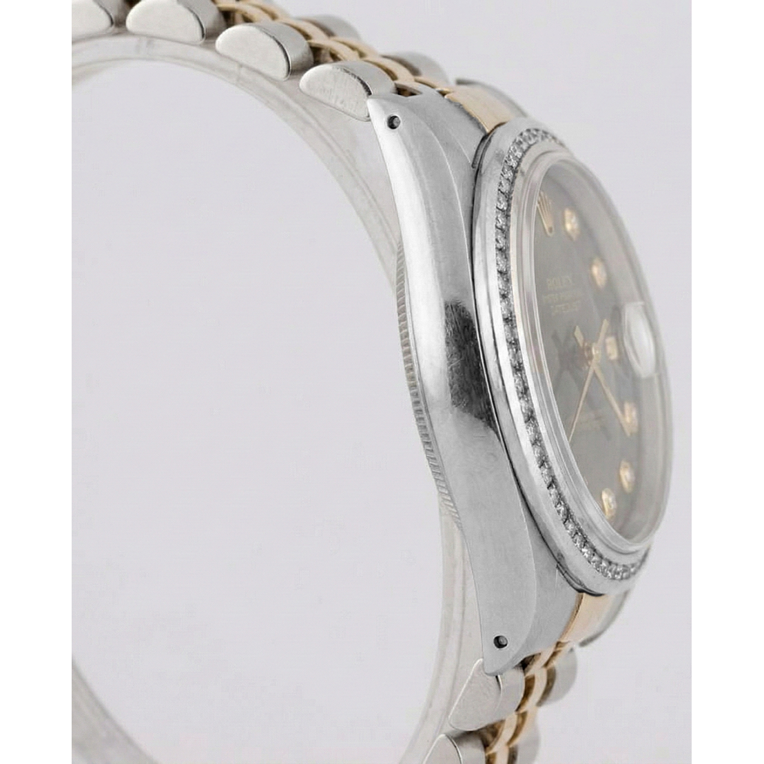 Rolex Datejust Watch Two Tone Men Channel Bezel Diamond