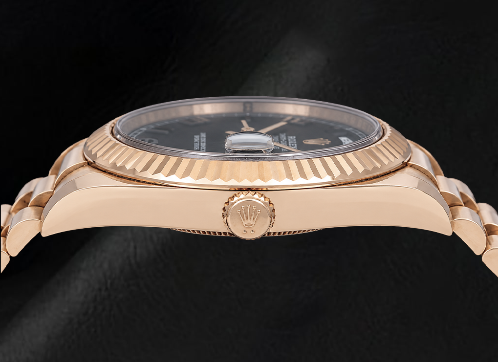 Rolex Day Date II 41mm 218235 Black Arabic Dial President Bracelet Rose Gold Watch