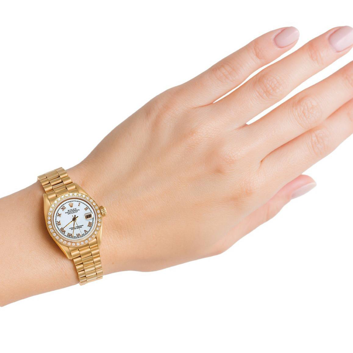 Rolex Dj White Roman Dial Diamond Bezel Presidential Style Gold