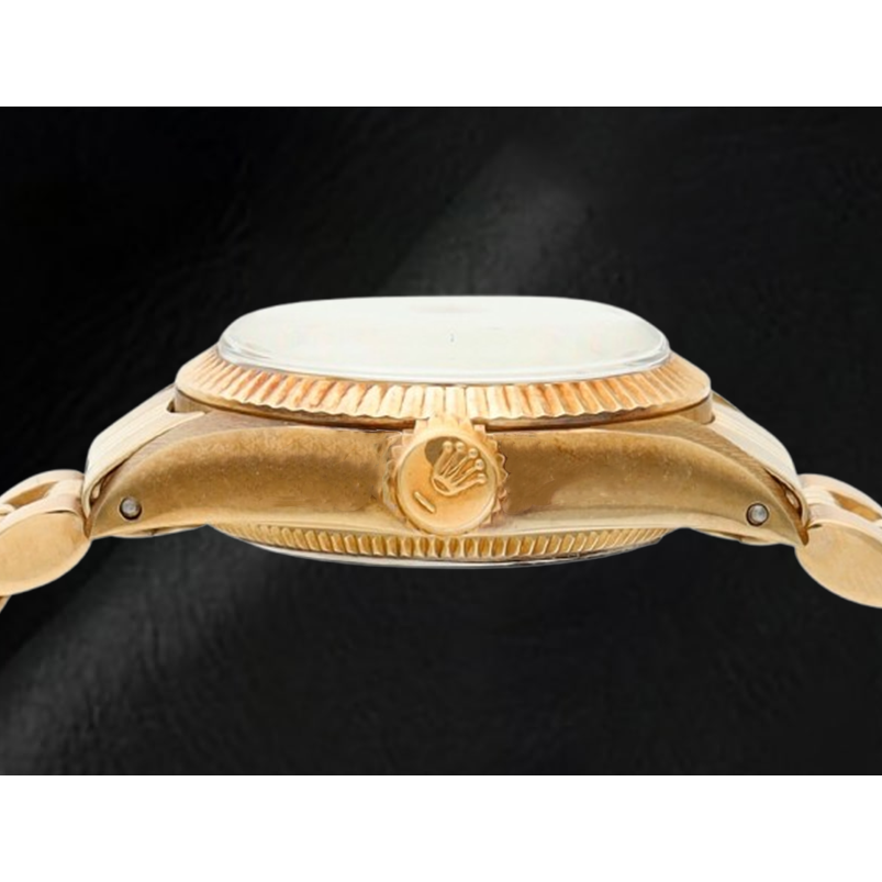 Rolex Oyster Perpetual 24 mm Champagne Stick Dial Yellow Gold Watch