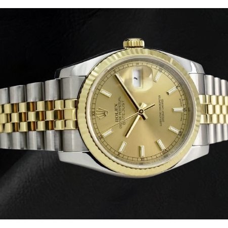 Rolex Stick Dial Datejust Men Watch Ss & Gold Jubilee Bracelet QUICK SET