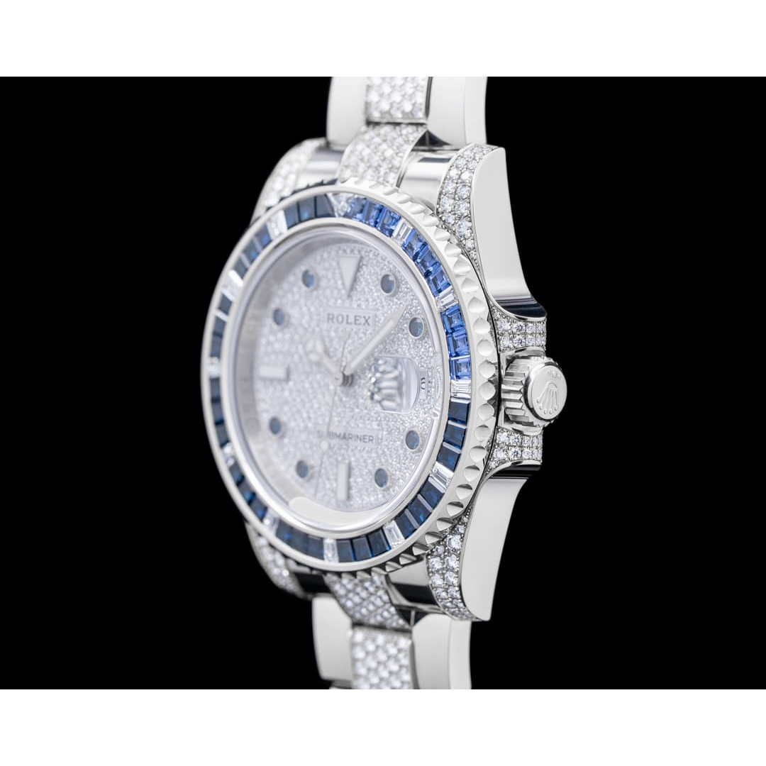 Rolex Submariner Date 116610 40mm Diamond Dial With Blue Sapphire Watch Stainless Steel Oyster Bracelet
