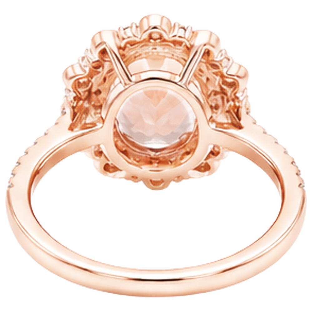 Rose Gold 14K 18 Ct Morganite With Natural Earth Mined Diamonds Wedding Ring New