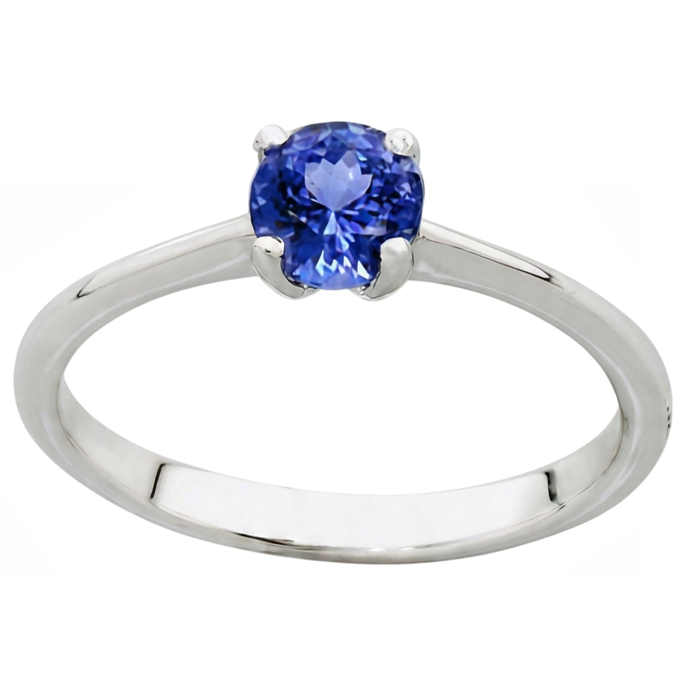 Natural Real ( Not Lab Grown ) Round Cut 2 Carat Solitaire Tanzanite Wedding Ring 14K White Gold