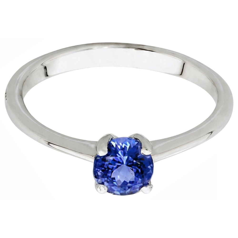 Natural Real ( Not Lab Grown ) Round Cut 2 Carat Solitaire Tanzanite Wedding Ring 14K White Gold