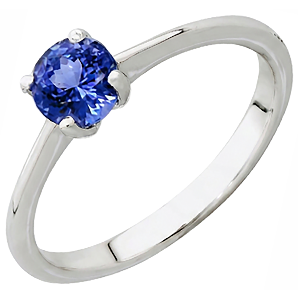 Natural Real ( Not Lab Grown ) Round Cut 2 Carat Solitaire Tanzanite Wedding Ring 14K White Gold