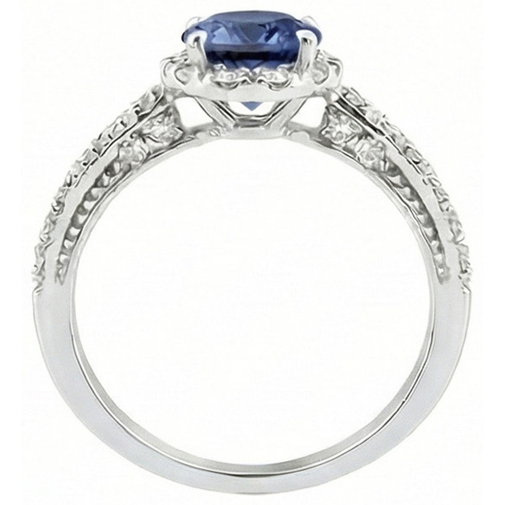 Natural Real ( Not Lab Grown ) Round Cut 4 Carats Ceylon Sapphire Wedding Ring White Gold 14K