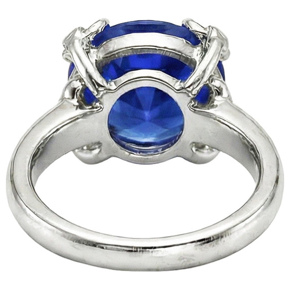 natural round sapphire 7.01ct ring profile view