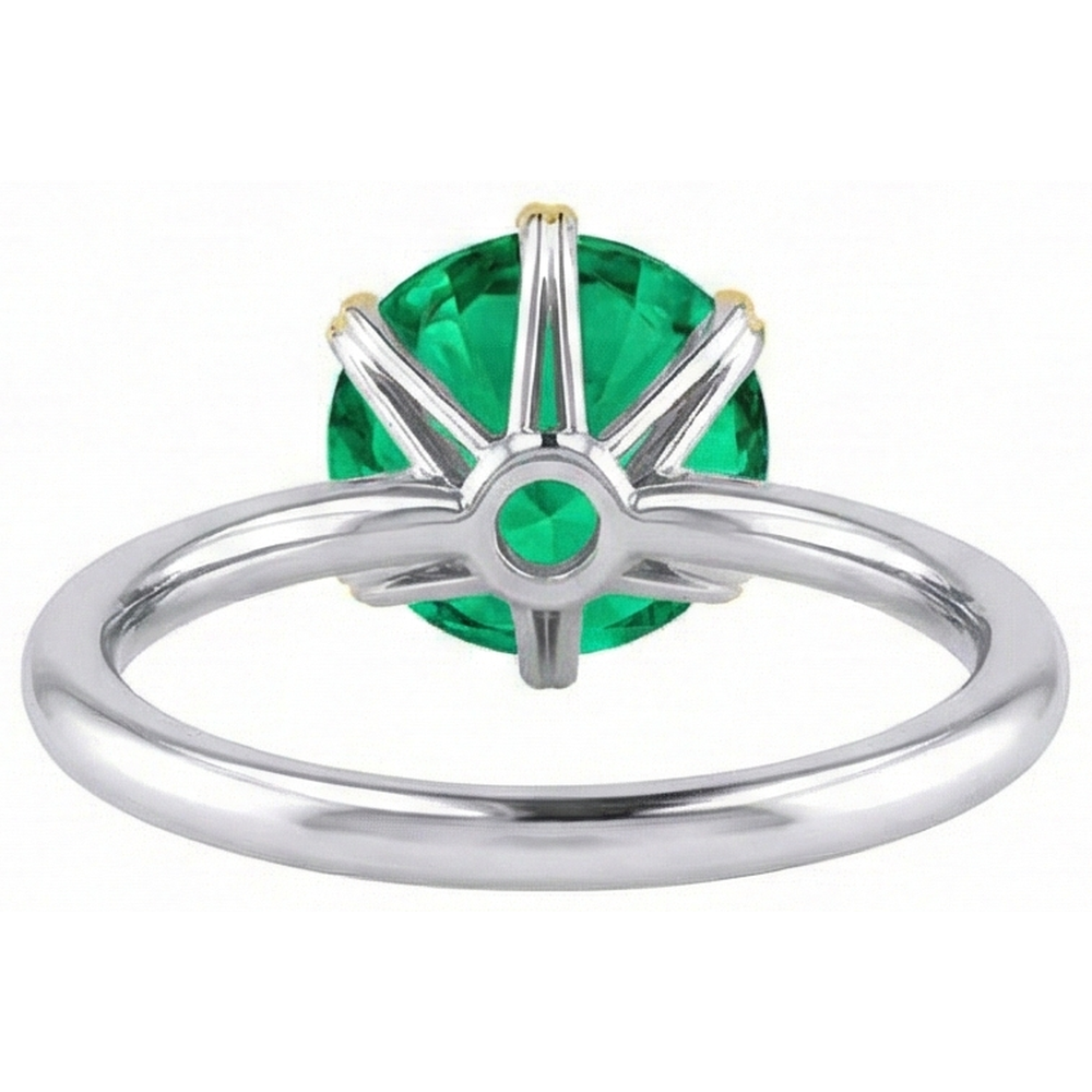 Natural Real ( Not Lab Grown ) Round Cut Genuine Green Emerald GIA Solitaire Ring