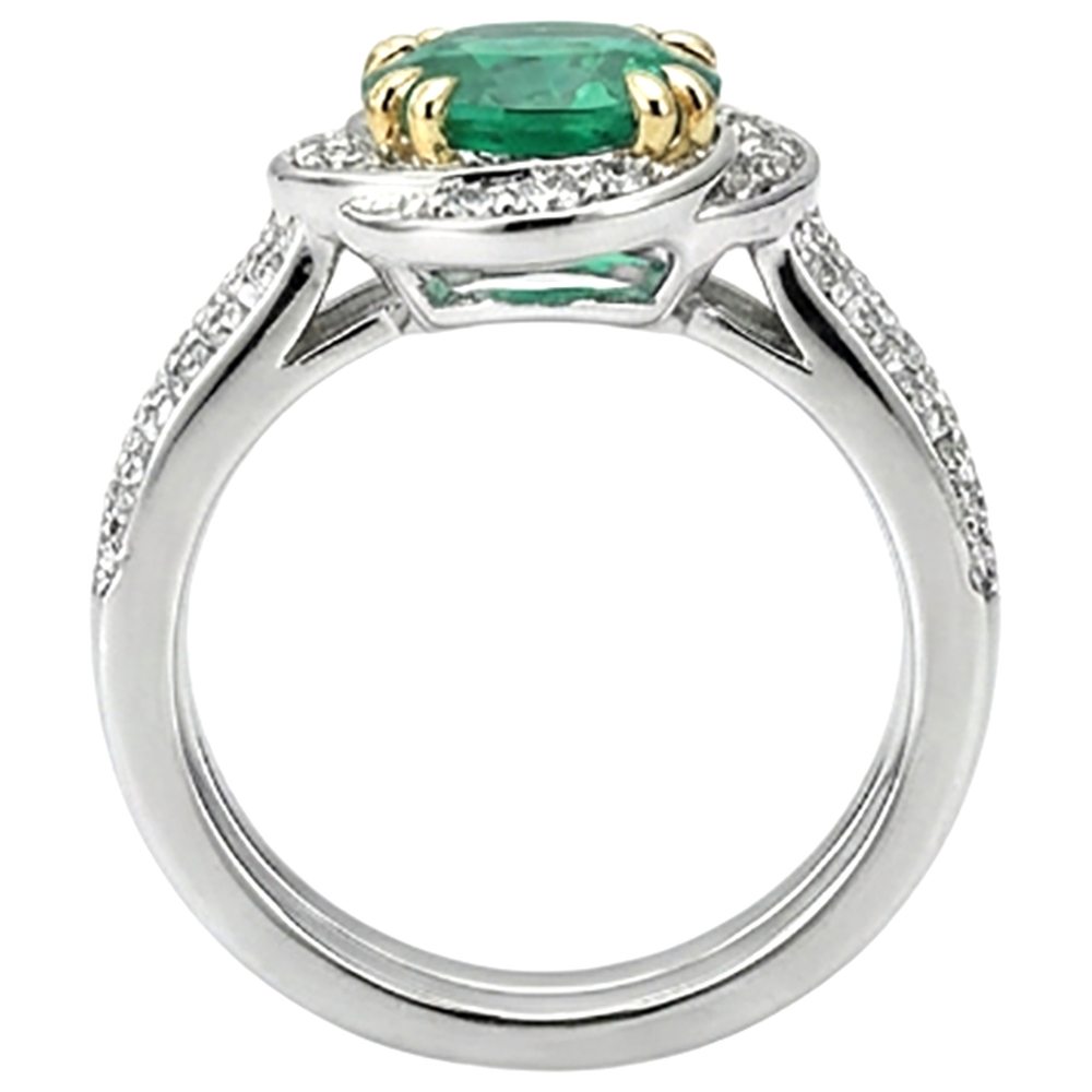 Natural Real ( Not Lab Grown ) Round Cut Green Emerald GIA Engagement Ring Set Stylish Jewelry
