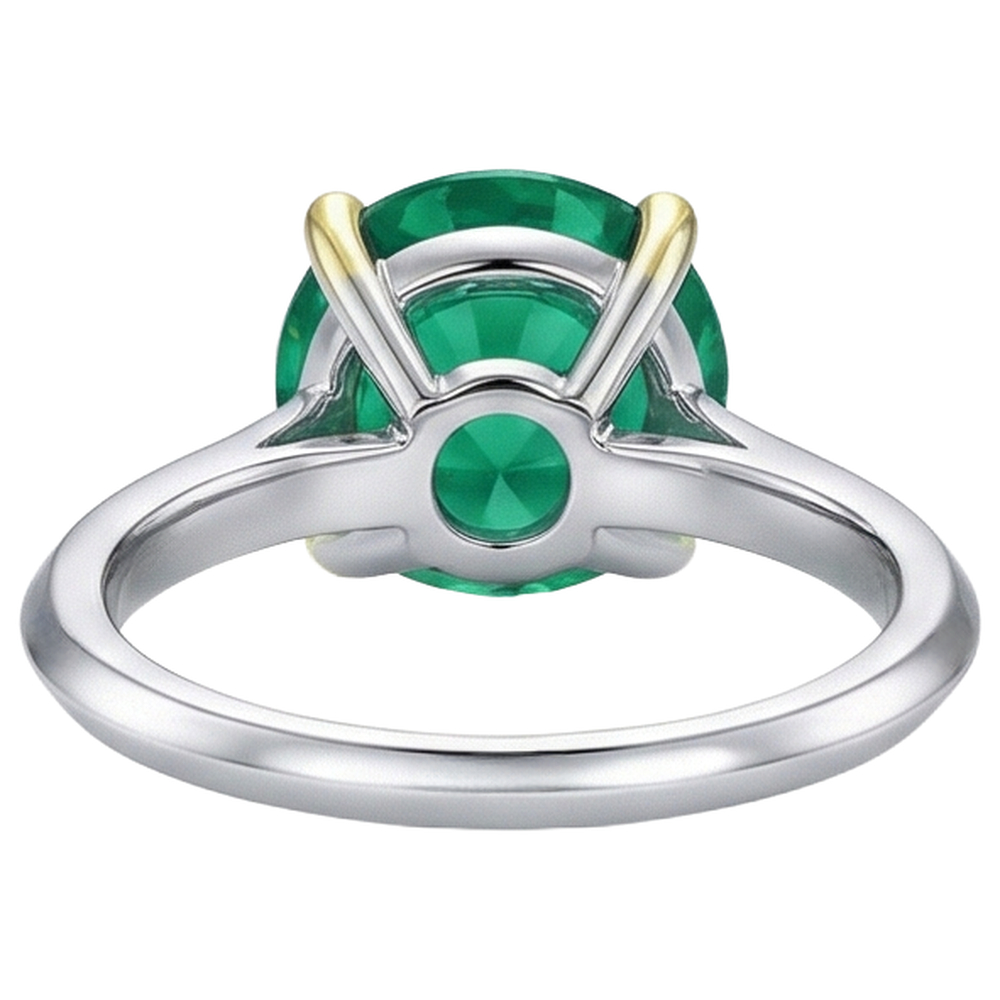 Natural Real ( Not Lab Grown ) Round Cut Green Emerald GIA Ring Solitaire Everyday Jewelry