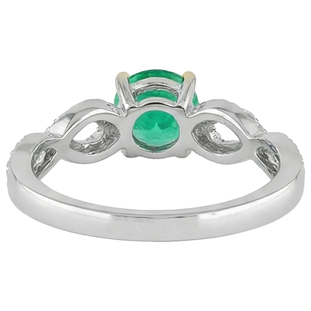natural round emerald 1ct ring with diamond accents