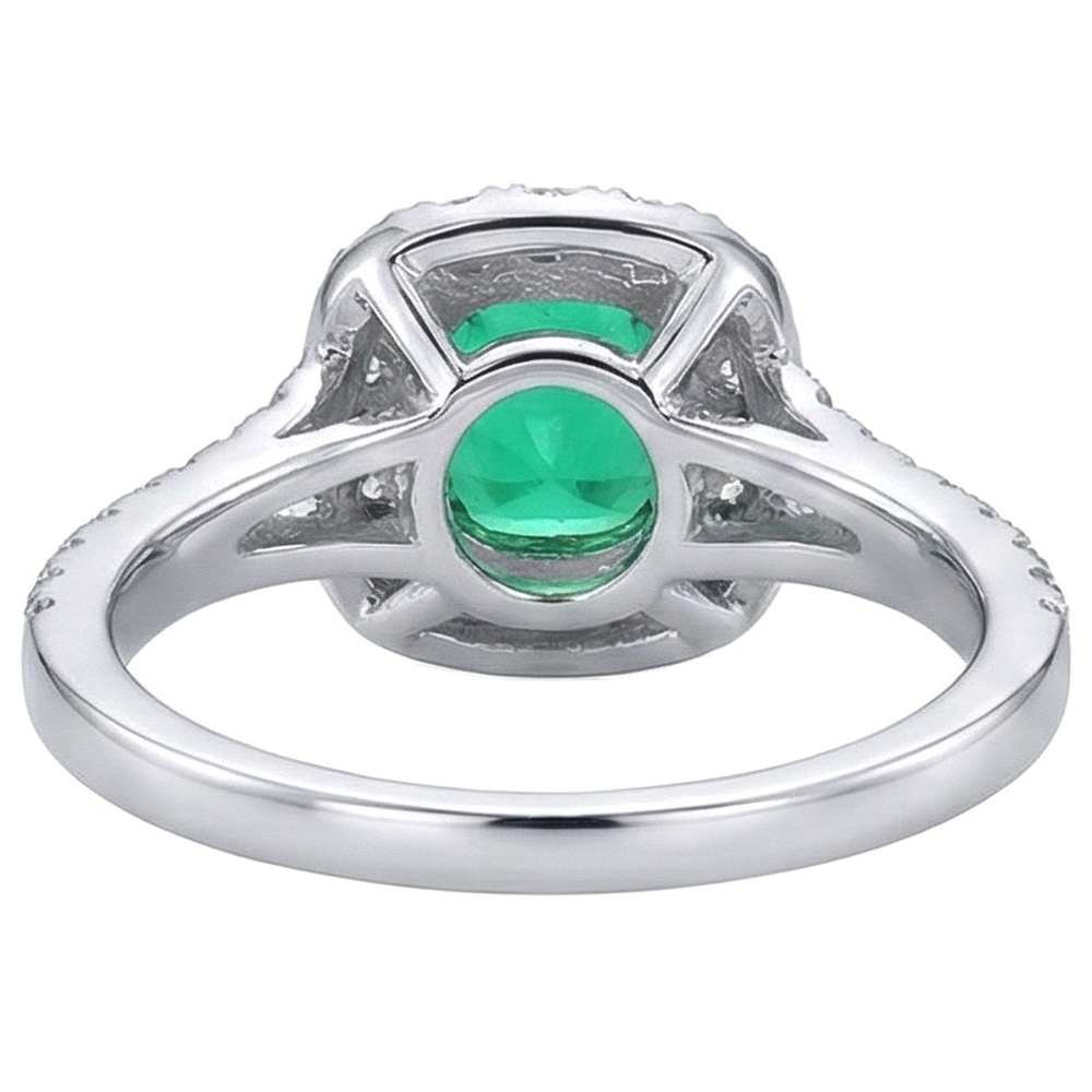 Natural Real ( Not Lab Grown ) Round Diamond Gemstone Ring Genuine Green Emerald GIA