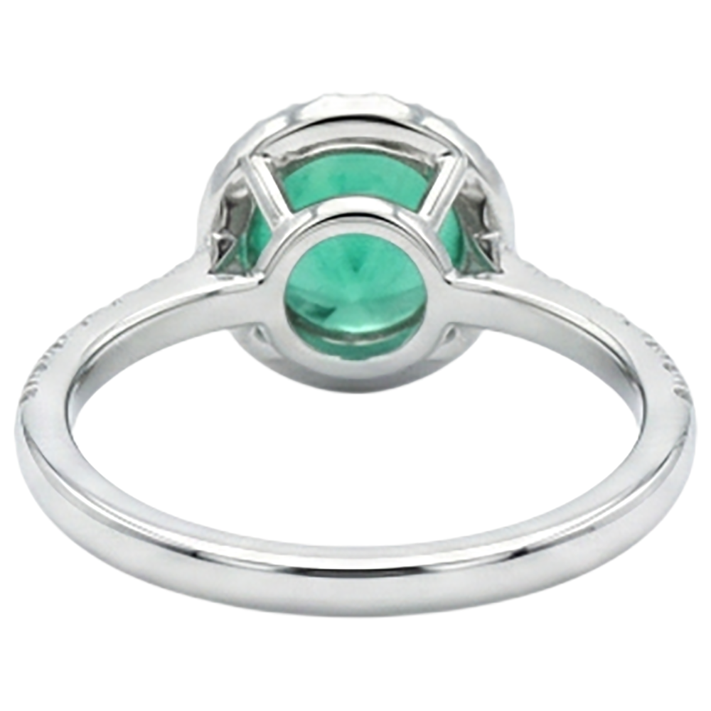 Natural Real ( Not Lab Grown ) Round Diamond Halo Green Emerald GIA Ring Wedding Engagement Jewelry