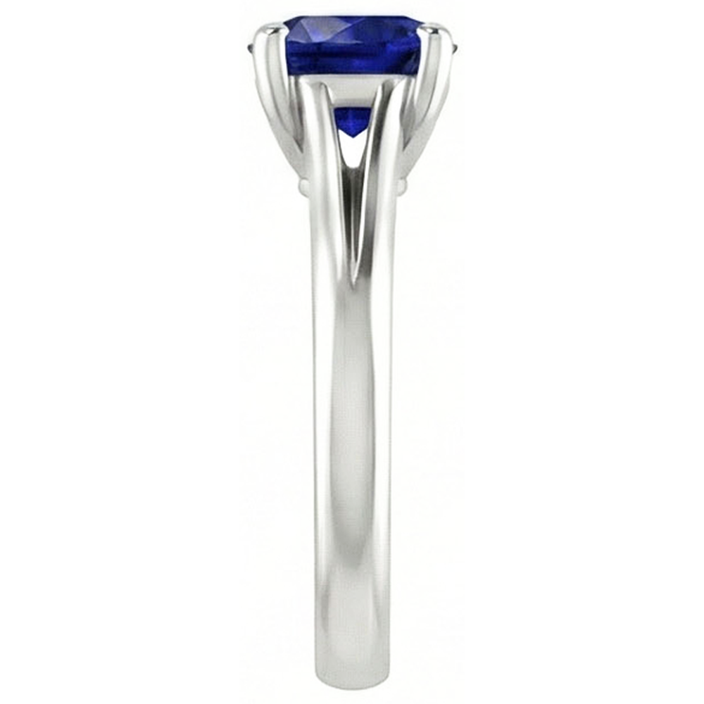 Natural Real ( Not Lab Grown ) Round Gold Solitaire Ceylon Sapphire Ring U Prong Setting 1.50 Carats