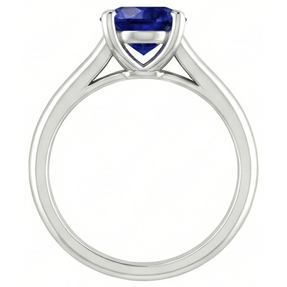 Natural Real ( Not Lab Grown ) Round Gold Solitaire Ceylon Sapphire Ring U Prong Setting 1.50 Carats