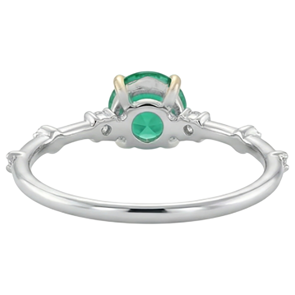 Round Green Emerald GIA Ring Cute Natural Diamond Jewelry