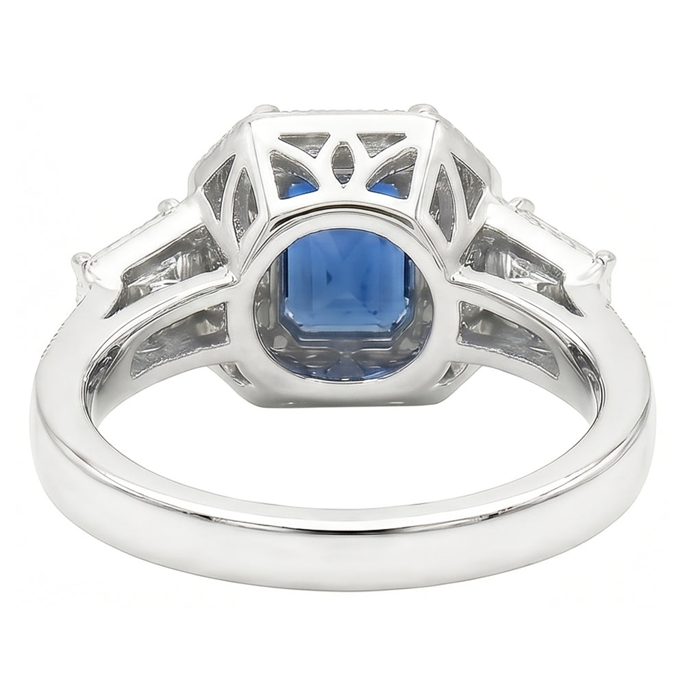 Round Halo Natural Earth Mined Diamond Emerald Ring Blue Sapphire Antique Style 3 Carats