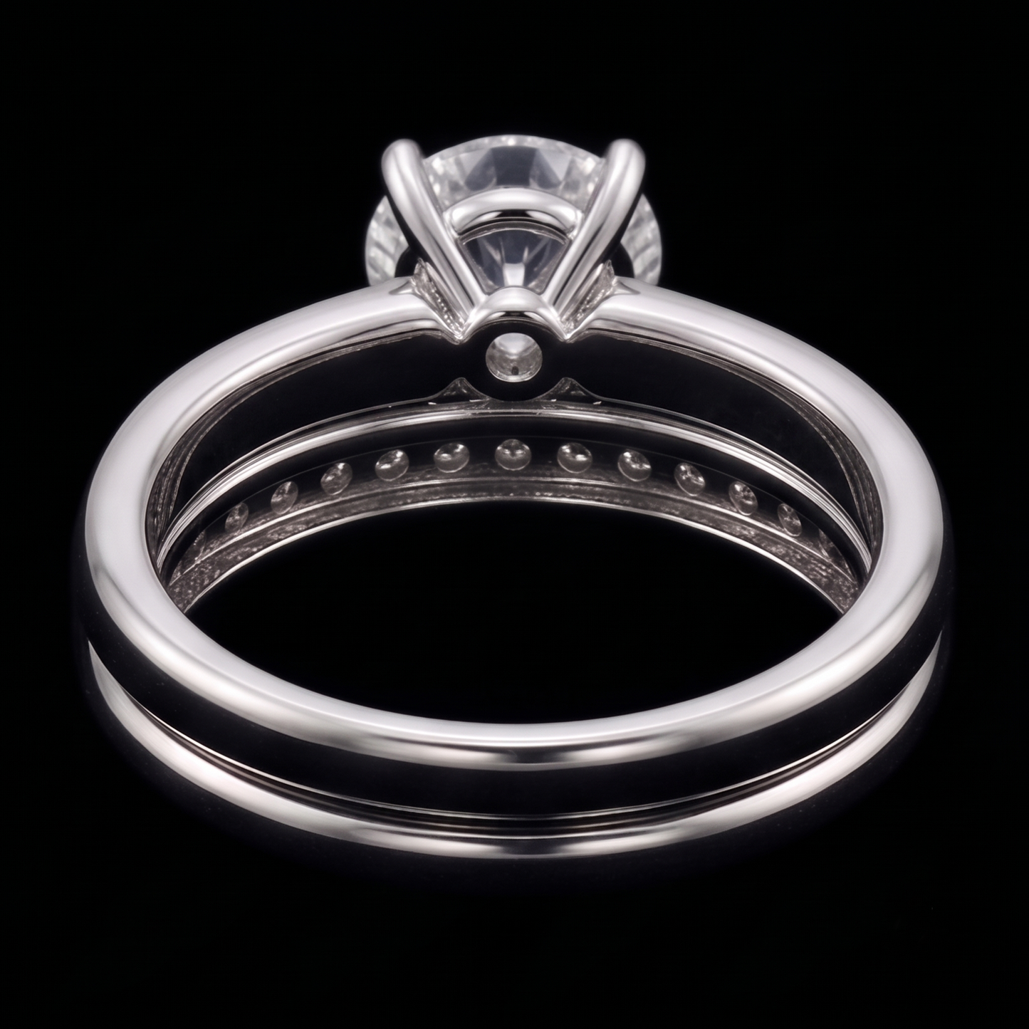 Round Natural Earth Mined Diamond Anniversary Ring Set 3 Carats Prong Set White Gold 14K
