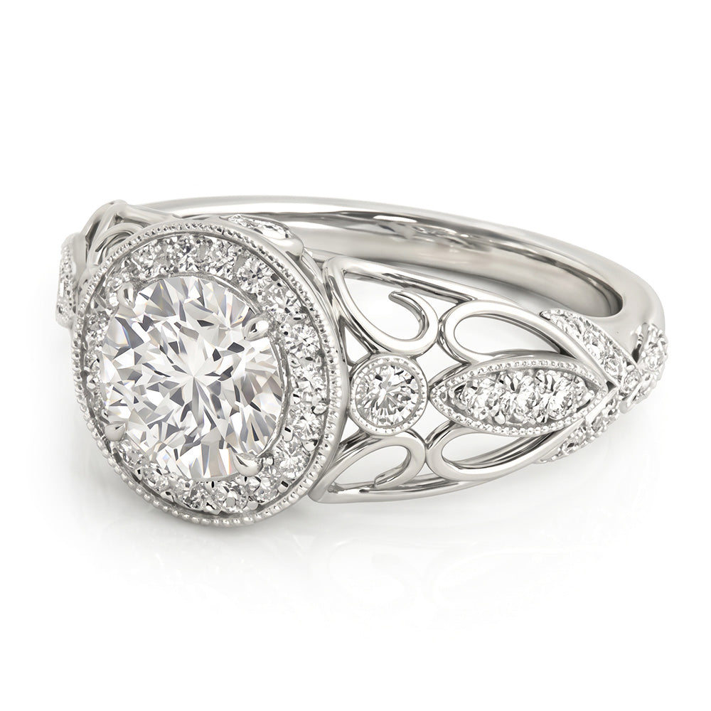 Round Natural Earth Mined Diamond Engagement Anniversary 1.10 Carat Fancy Ring WG 14K
